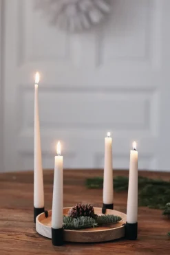 Portavelas Luna Ø27 cm, Roble-acero