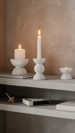 Portavelas Lyngby Tura Ø8 cm, blanco