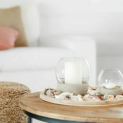 Portavelas Perlemor Home Hurricane Ø16 cm, Beige