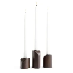 Portavelas PI, 3 piezas, Caoba teñida de marrón oscuro
