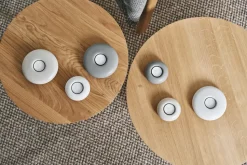 Portavelas Stone Ø13 cm, blanco