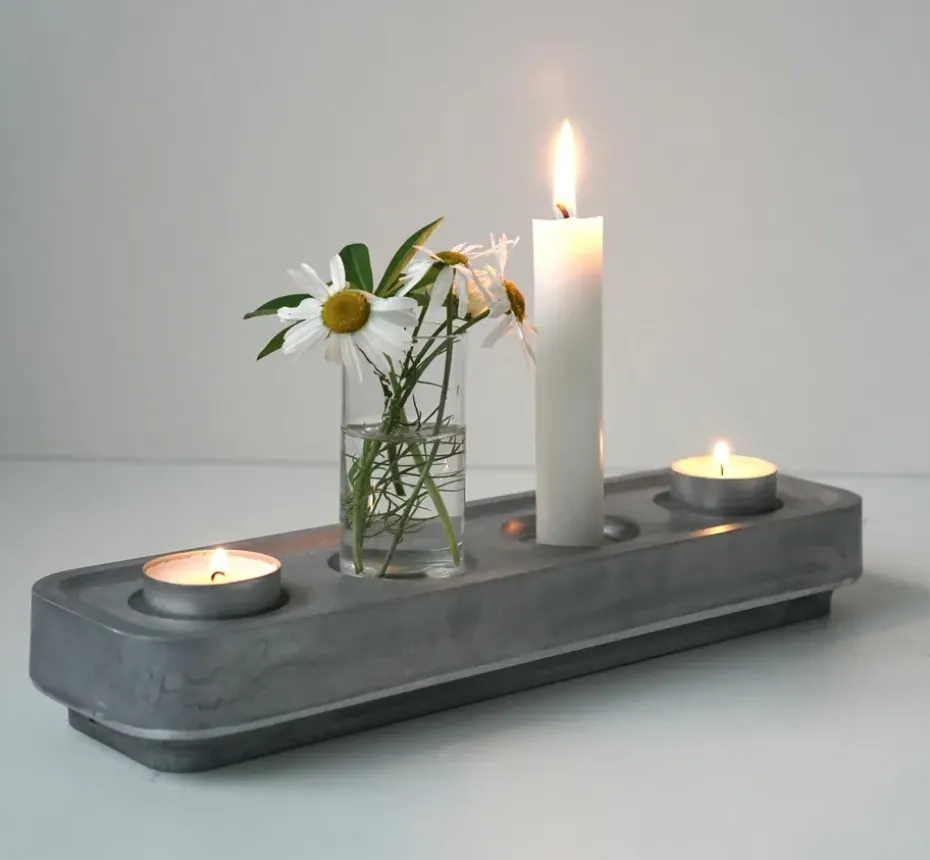 Portavelas Stumpastaken alargado pulido, 8,5x29,5 cm