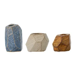 Portavelas y votivo Kimber, 3 piezas, Azul