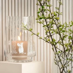 Portavelas/Jarrón In the Woods 20 cm, transparente-blanco