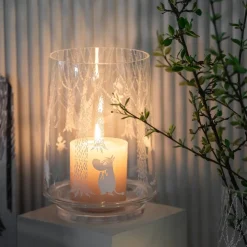 Portavelas/Jarrón In the Woods 20 cm, transparente-blanco