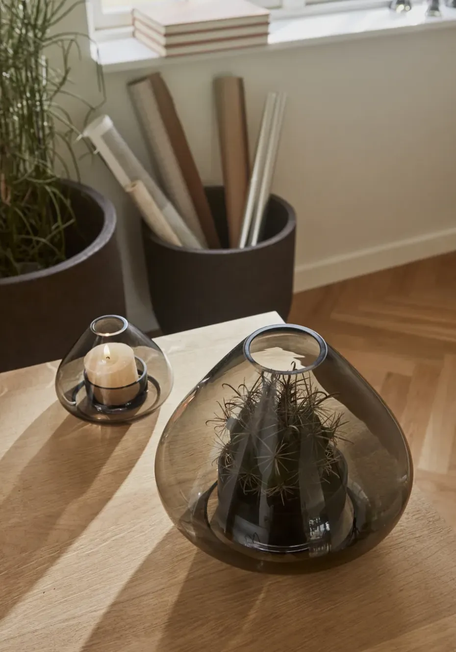 Portavelas-Jarrón Uno 21 cm, negro