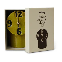 Reloj de cerámica retro 18 cm, Olive