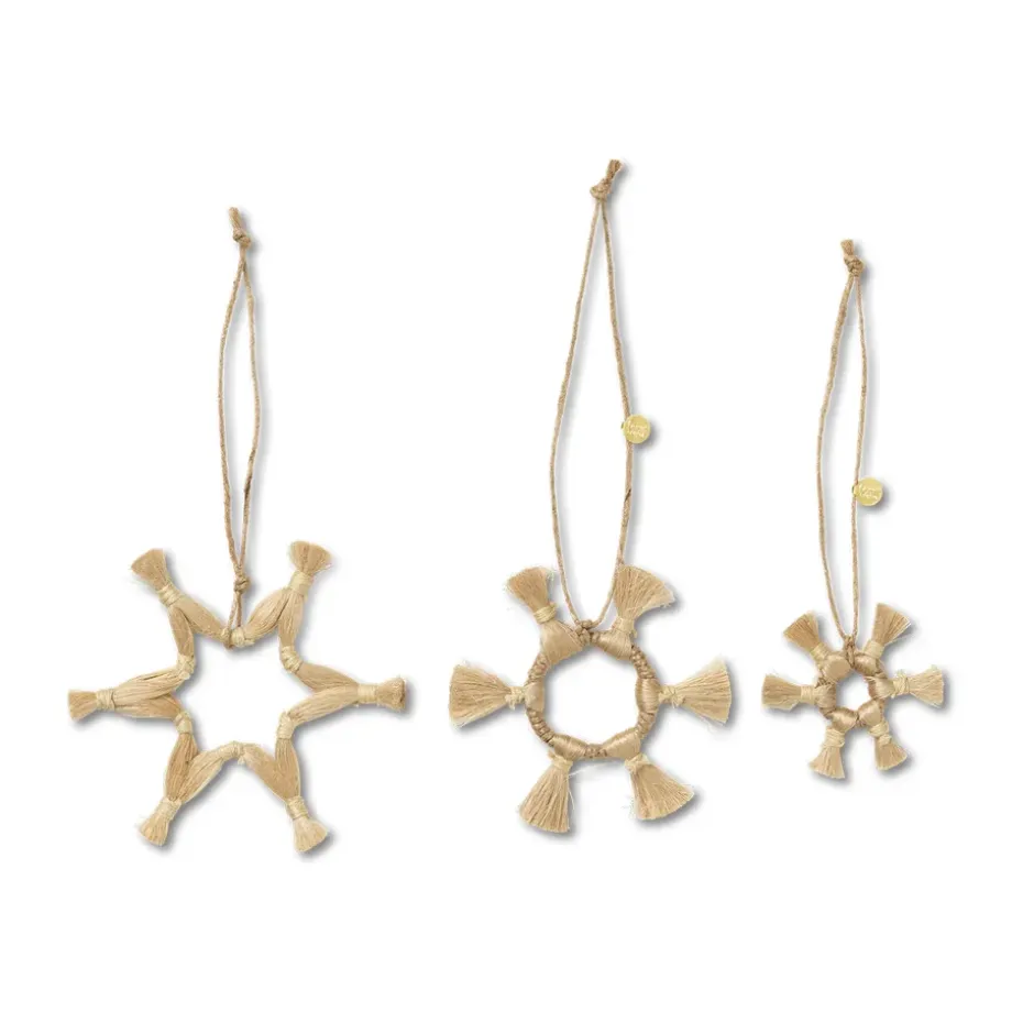 Set de 3 adornos para árbol de navidad Ferm Living Jute Stars, Natural