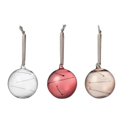 Set de 3 bolas de vidrio Solboll Ø8 cm, Transparente-brezo-lino