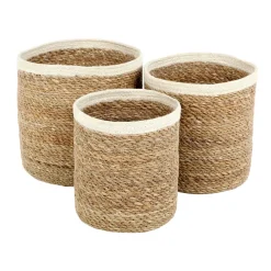 Set de 3 cestas Emil small, natural-blanco