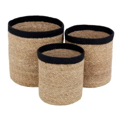 Set de 3 cestas Emil small, natural-negro