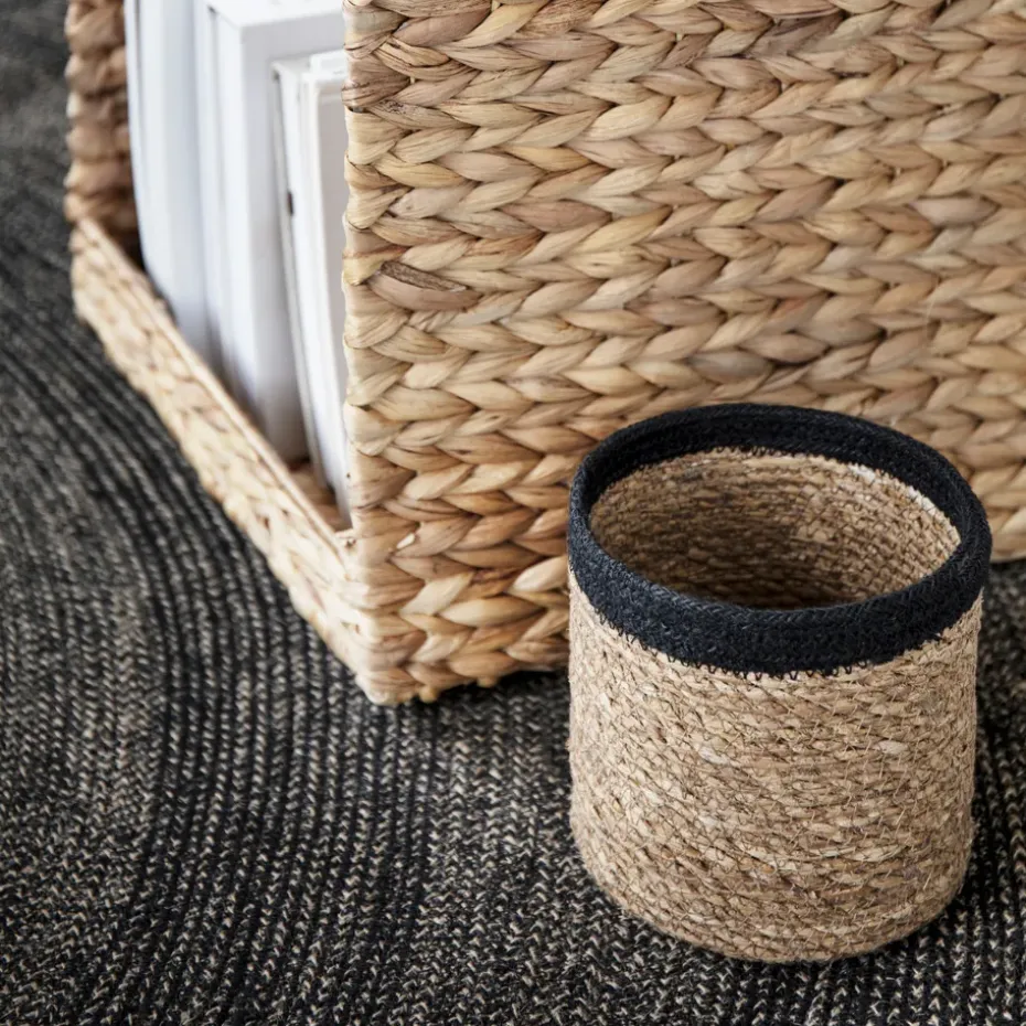 Set de 3 cestas Emil small, natural-negro