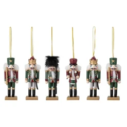 Set de 6 colgantes de navidad Nikita nötknäppare, verde