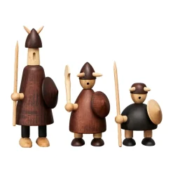 Set de 3 figuras de madera The vikings of Denmark, Stained beech