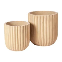 Set de 2 macetas Fiber, Antique beige