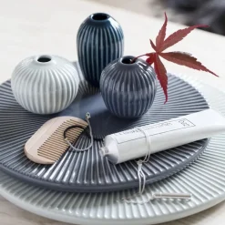 Set de 3 Mini jarrones Hammershøi, Verde menta-azul-gris antracita