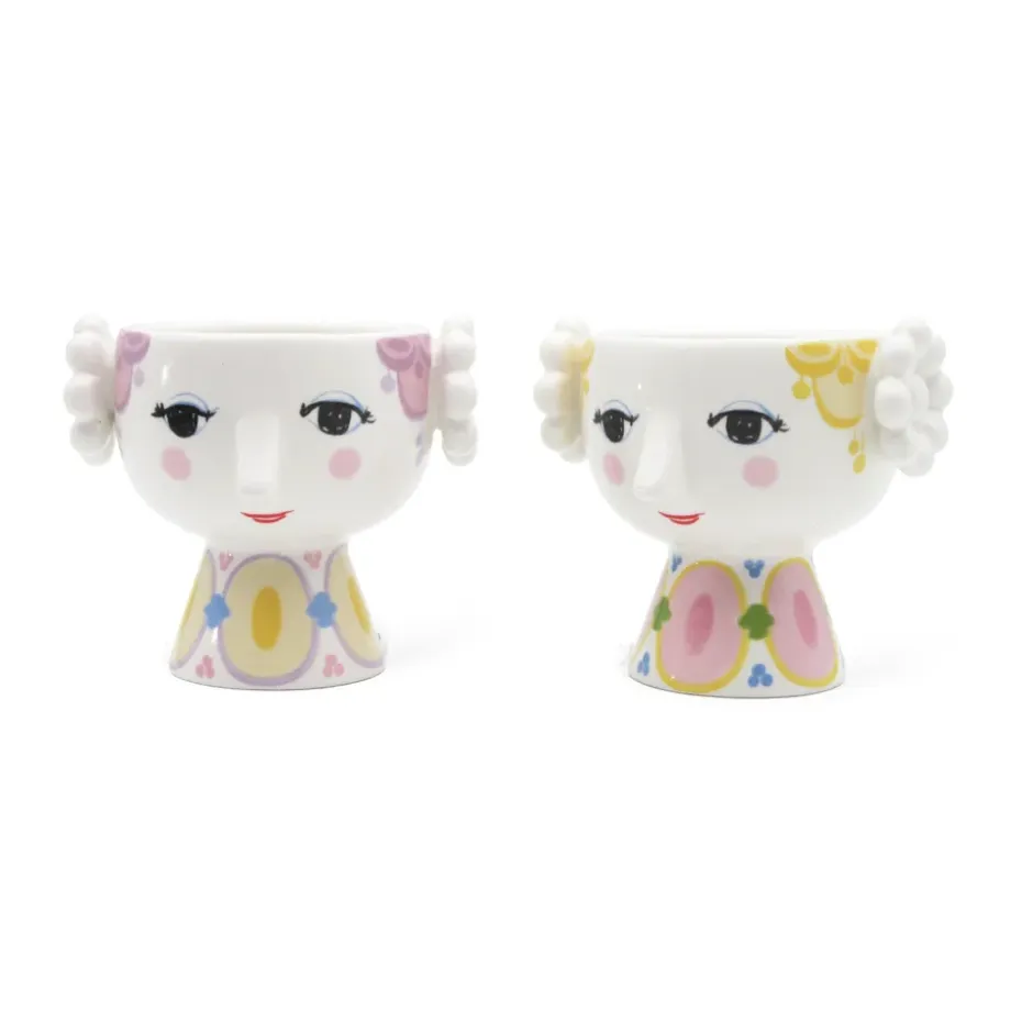 Set de 2 portavelas Eva Ø6,5 cm, Amarillo-lavanda