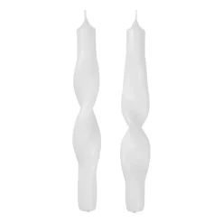 Set de 2 velas en espiral Twist twisted candles 23 cm, Pure white
