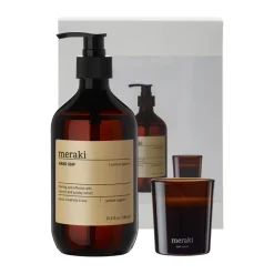 Set de regalo Meraki jabón de manos y vela perfumada, Northern dawn + dark wood