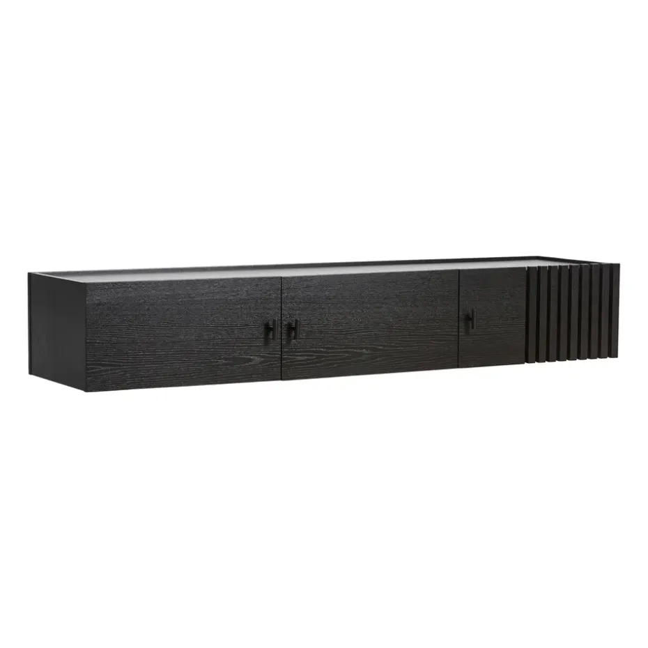 Sideboard de pared Array, 150 cm, Roble pintado negro