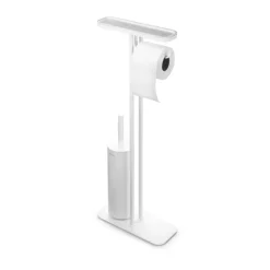 Soporte papel higiénico y escobilla con estante MindSet, Mineral Fresh White