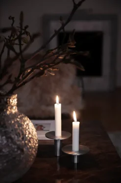 Soporte para velas Ernst aluminio cepillado Ø9,2 cm, 7 cm