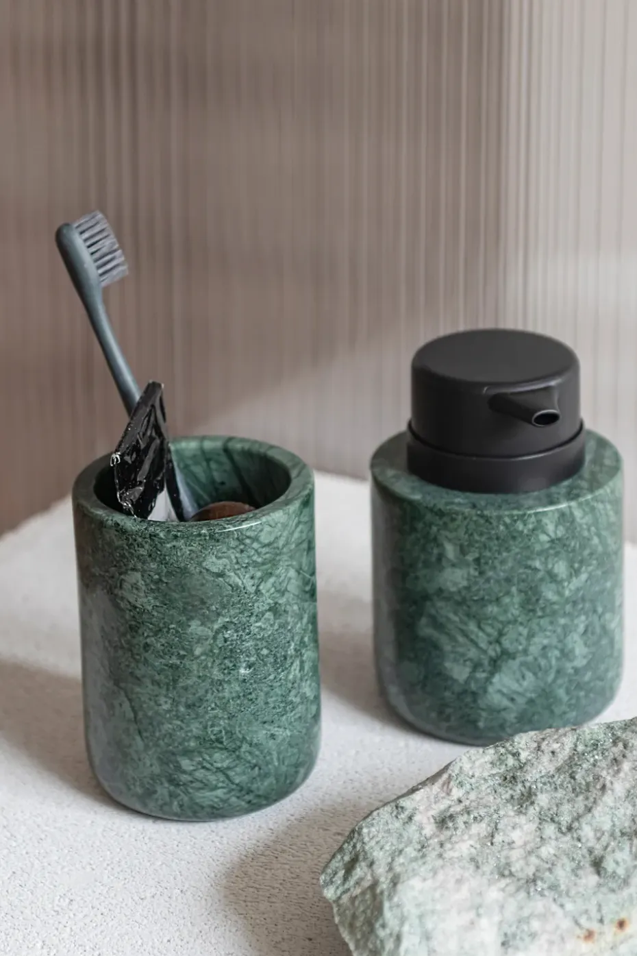 Vaso portacepillos Marble 10 cm, Dark forest