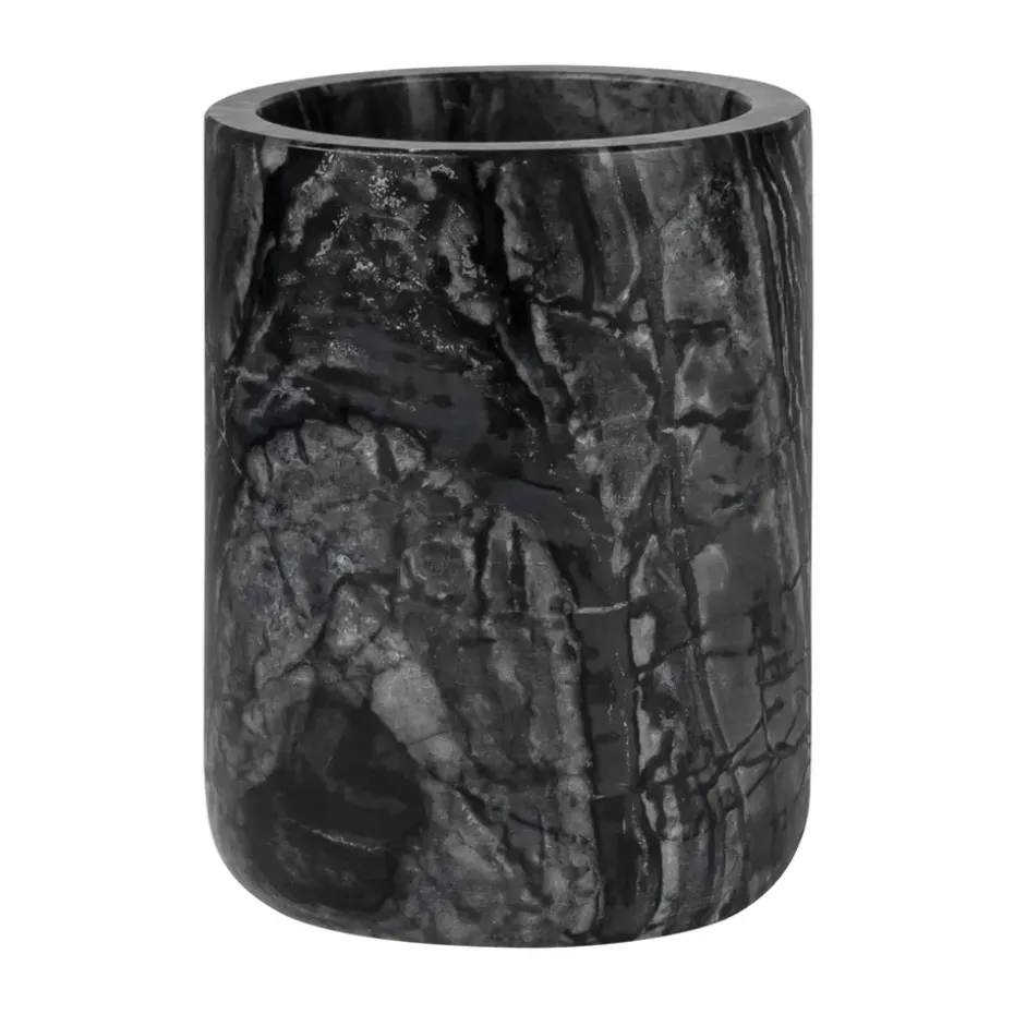 Vaso portacepillos Marble 10 cm, Negro-gris