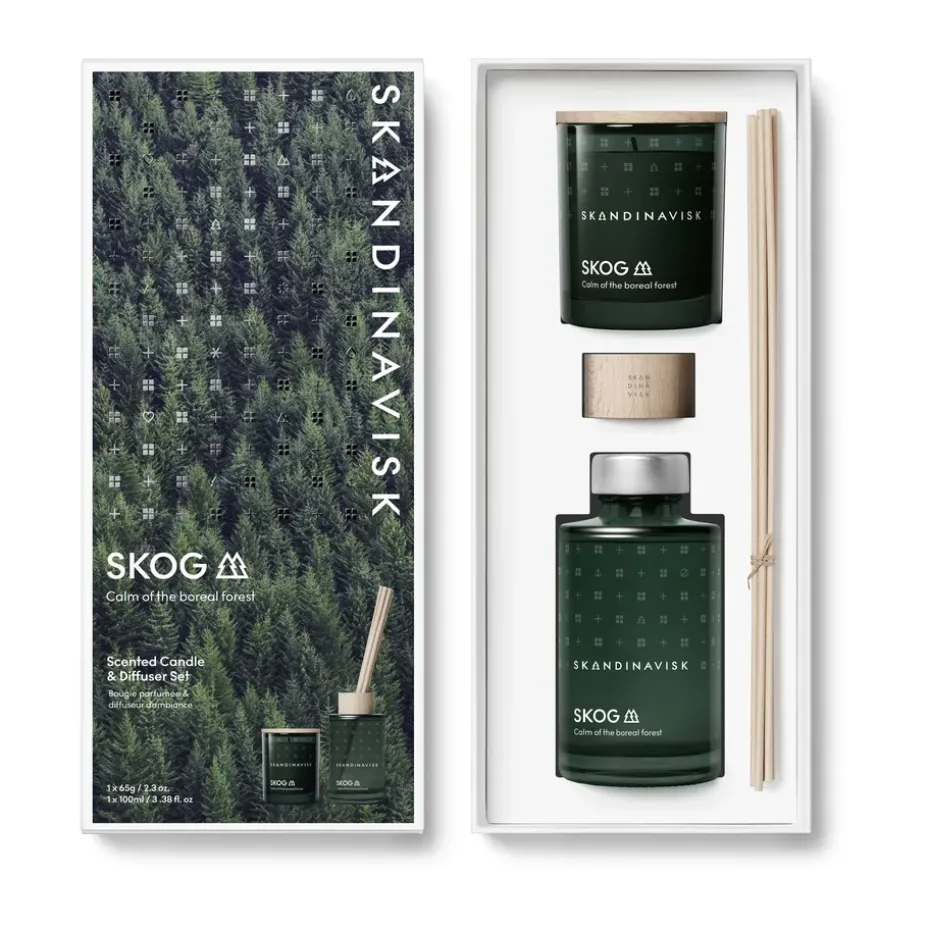 Vela aromática y varillas de olor SKOG, 65 g + 100 ml