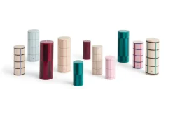 Vela gruesa Column Candle large 25 cm, Wine-bordeaux large check