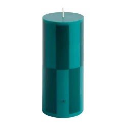 Vela gruesa Column Candle small 15 cm, Green-dark green large check