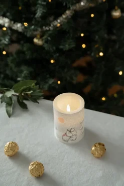 Vela gruesa LED Moomin 10 cm, Let it snow