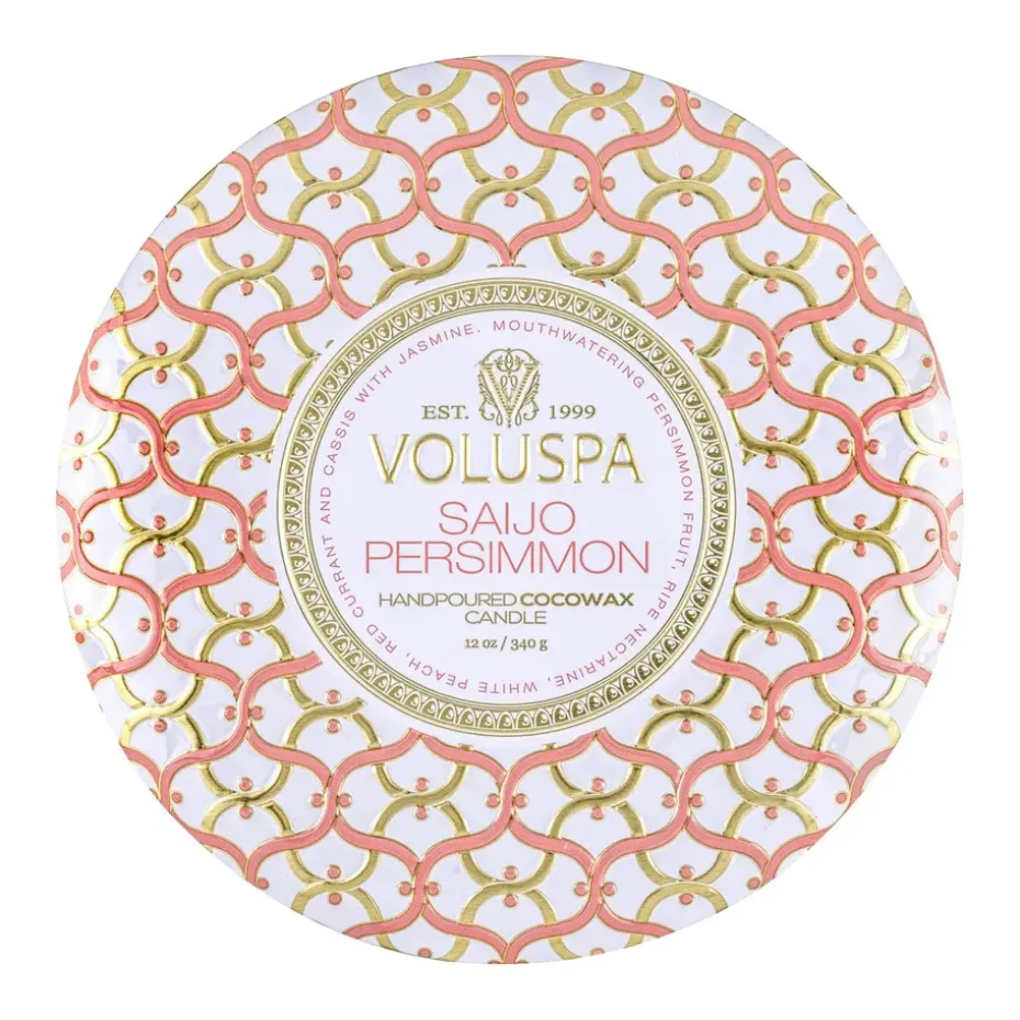 Vela perfumada Maison Blanc 3-wick Tin 40 horas, Saijo Persimmon