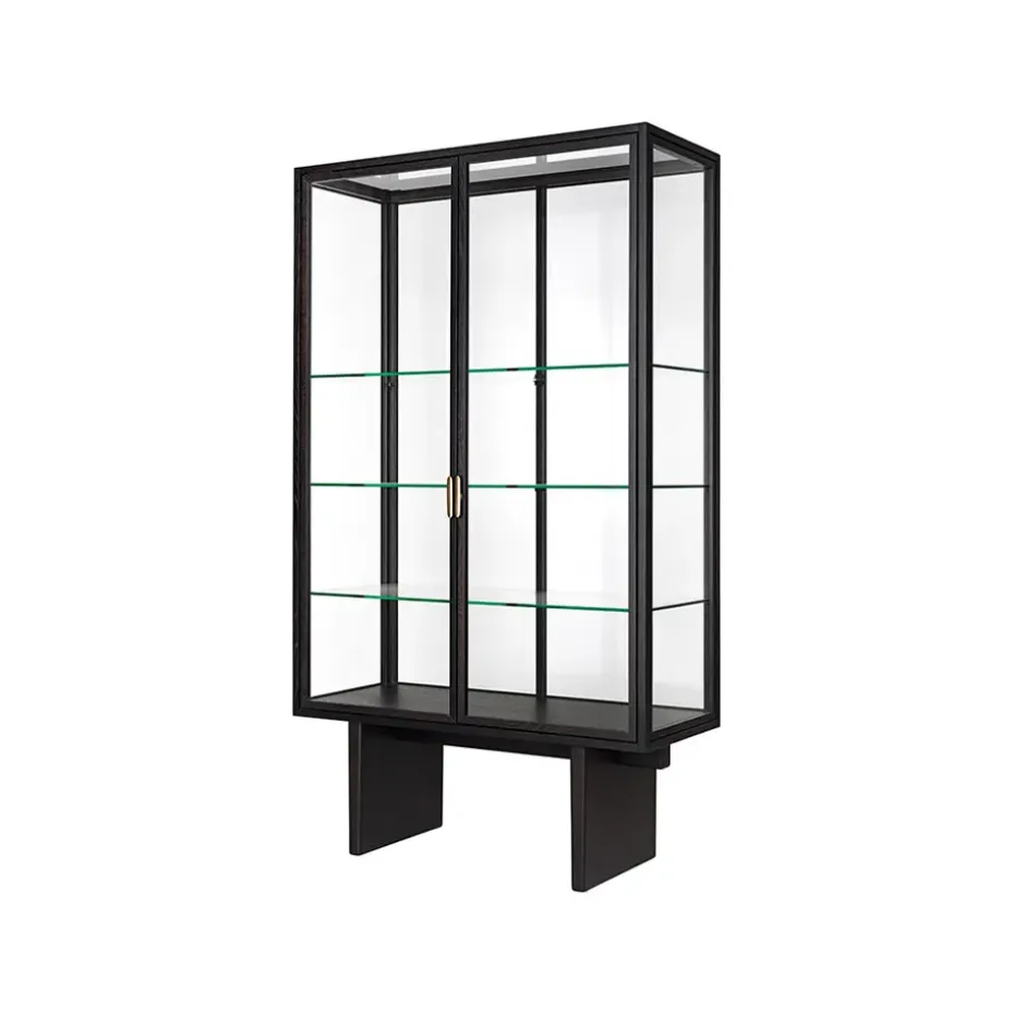 Vitrina Private, Vidrio, marrón-roble teñido de negro